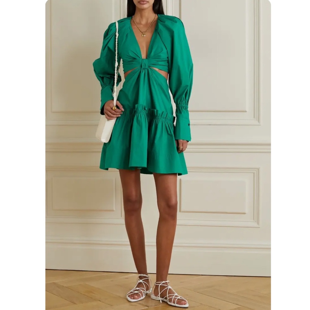 A.L.C. Alexa cutout ruffled tiered pleated cotton-poplin mini dress - Picture 3 of 13